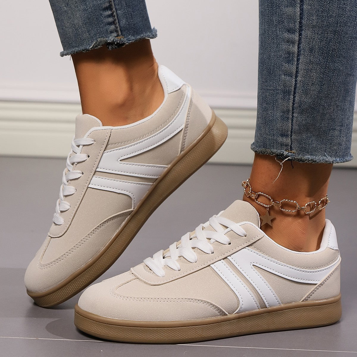 Schnürschuhe mit runder Spitze, modische Sportschuhe, Slipper, Freizeitschuhe für Damen