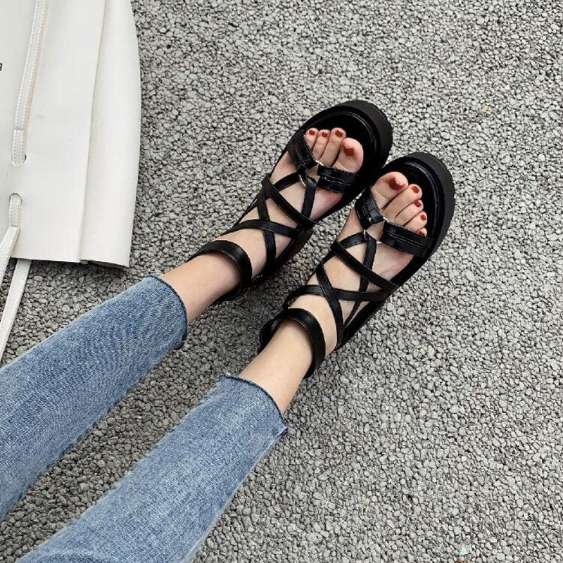 Römersandalen mit Sommerabsätzen für Damen