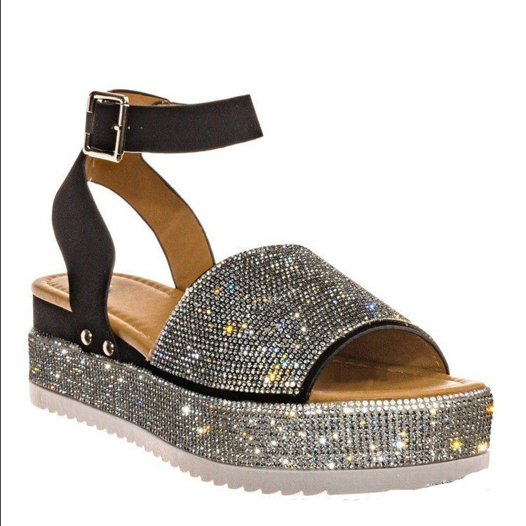 Strass-Sandalen Sommermode Plateau-Schuhe für Damen