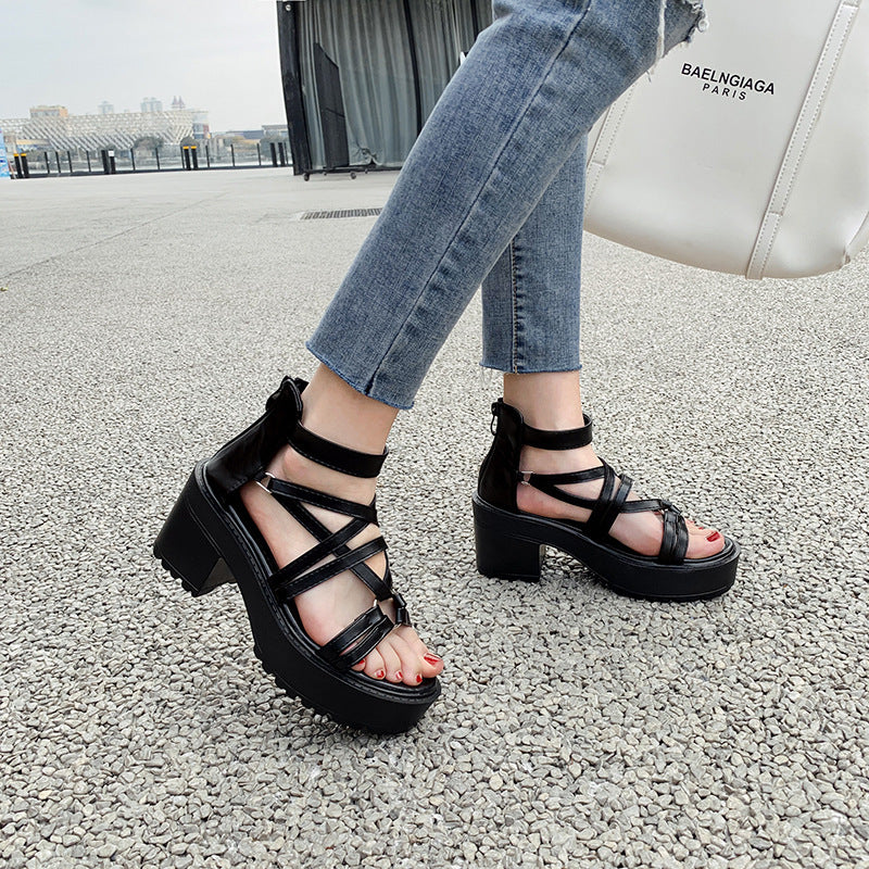 Römersandalen mit Sommerabsätzen für Damen