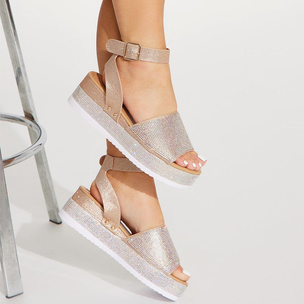 Strass-Sandalen Sommermode Plateau-Schuhe für Damen