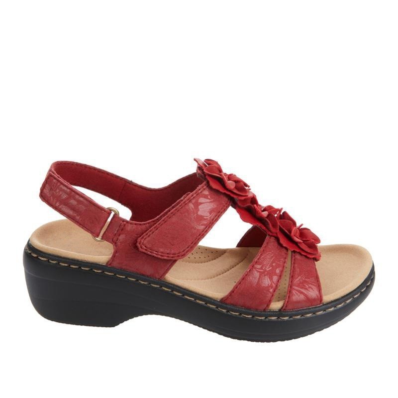 Blumen Sandalen Sommer Klettverschluss Keilabsatzschuhe für Damen