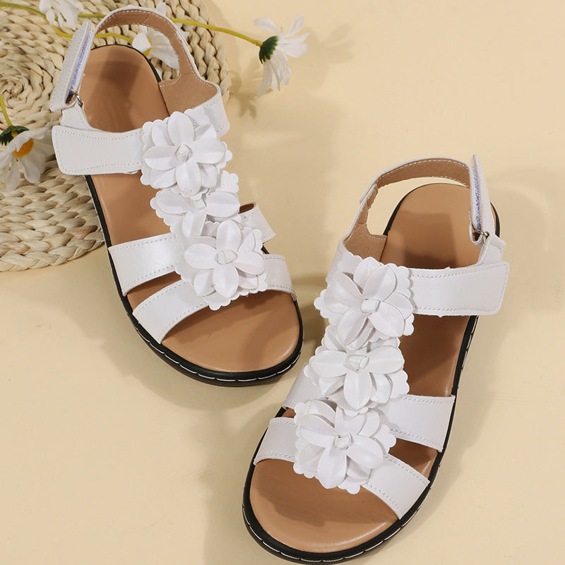 Blumen Sandalen Sommer Klettverschluss Keilabsatzschuhe für Damen