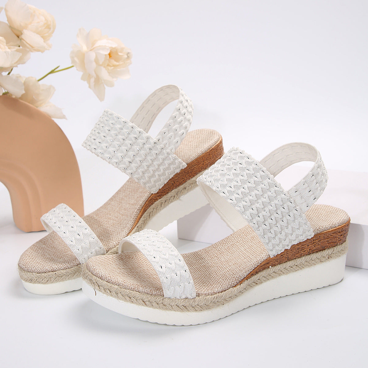 Sommermode Keilabsatzsandalen für Damen Peep-Toe-Schuhe für Damen
