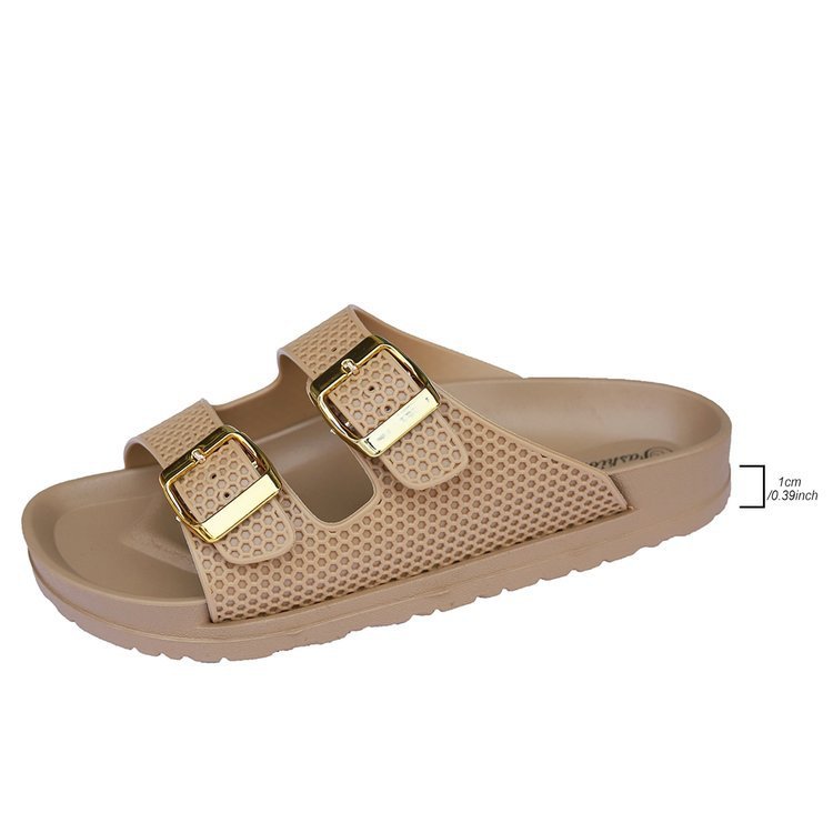 Sommermode-Sandalen mit flachem Absatz und Gürtelschnalle für Damen