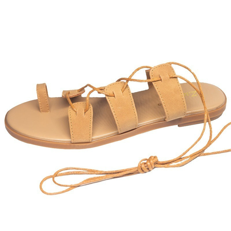 Römische Flip-Flops Braune Sandalen für Damen Sommer-Feen-Stil
