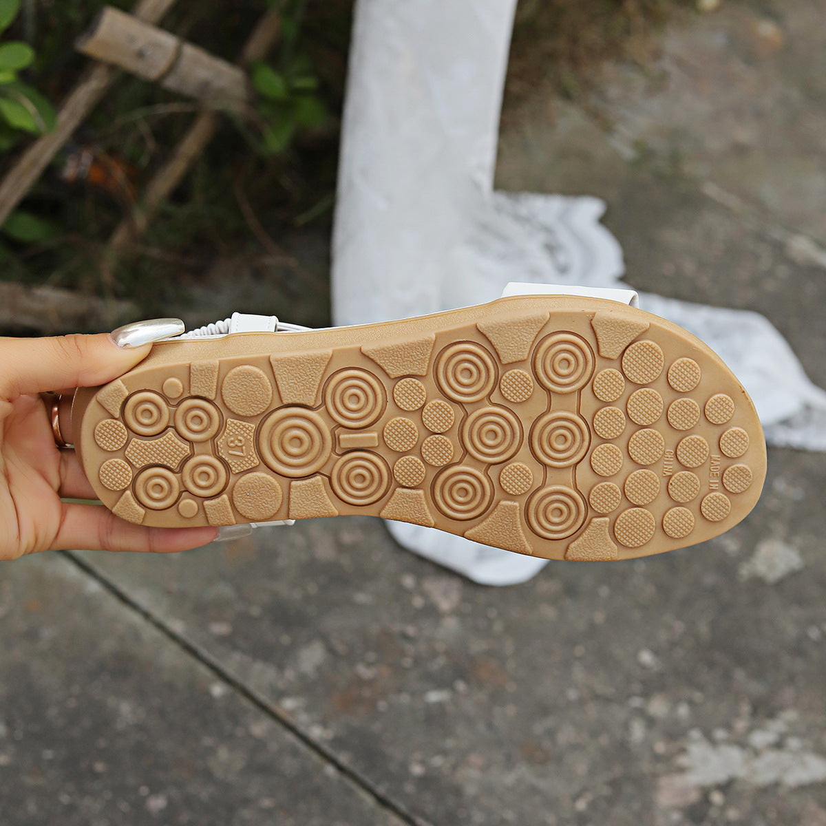 Sandalen Damen Perlenverzierte Schmetterlings-Römersandalen