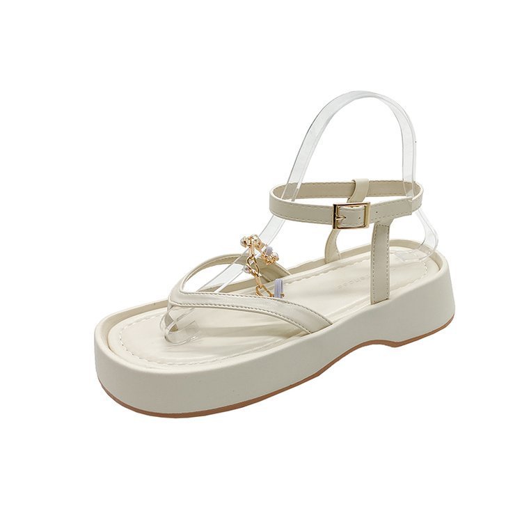 Sommer-Design-Ketten-Sandalen für Damen Vintage-Perlen-Zehenfreie Schuhe